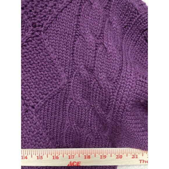 VTG Woodstock Bernard 100% Virgin Wool Purple Cable Knit Shawl Men's Size Large - Picture 4 of 6